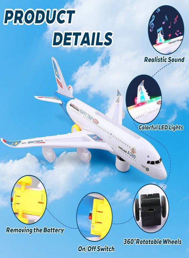 AtomDream Tech Bump and Go Airplane Toy - Realistic Airplane Model with 4D Lights & Sound - Moving Plane Toy for Kids Ages 3-12 - Automatic Direction Change on Collision - Great Gift for Kids(Blue) - Image 3